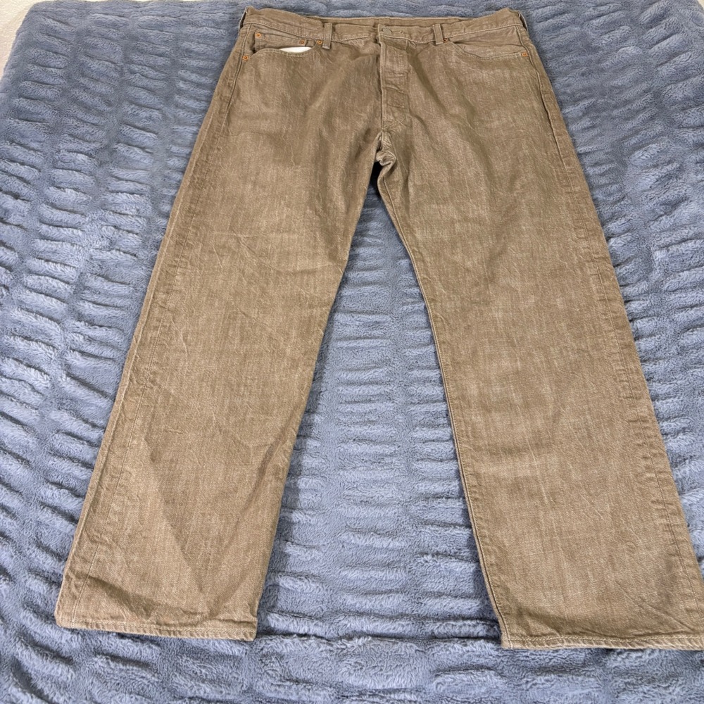 Levis 501 Mens 42x30 Brown White Oak Cone Denim Straight Leg Button Fly Jeans